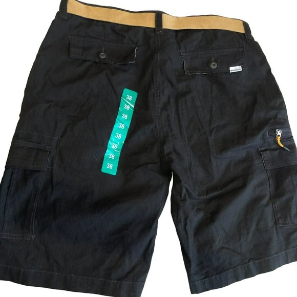 NWOT WearFirst Men's Cargo Shorts Stretch Free Band Black w/Belt - Picture 4 of 7